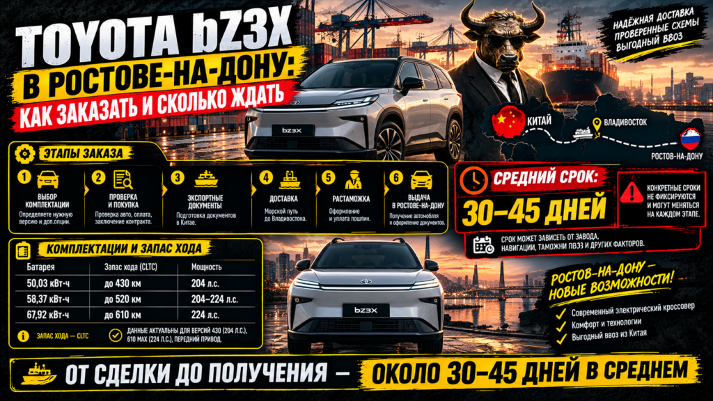 Toyota bZ3X в Ростове-на-Дону: как заказать и сколько ждать