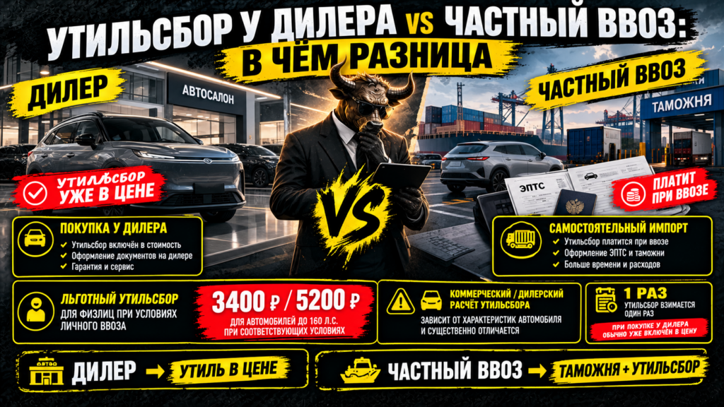 Утильсбор у дилера vs частный ввоз: в чём разница