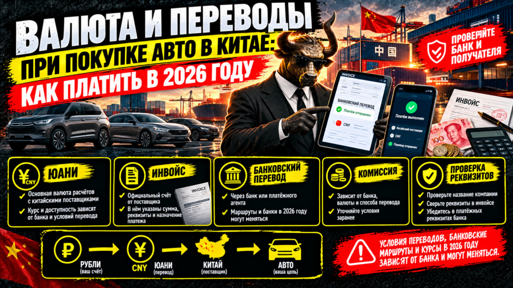Валюта и переводы при покупке авто в Китае: как платить в 2026 году