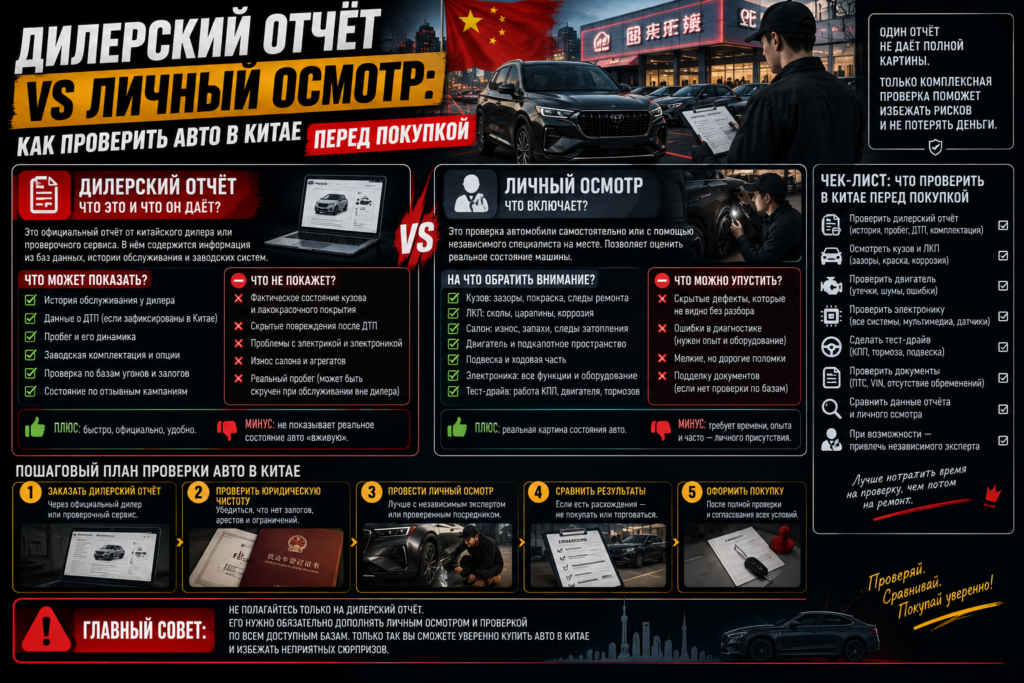 Дилерский отчёт vs личный осмотр: как проверить авто в Китае перед покупкой